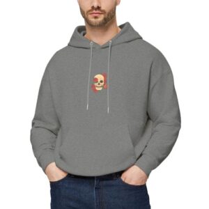 Men's 260g Fleece Hoodie with Skull & Mechanical Rose Print – Cozy, Stylish Pullover Sweatshirt with Front Pockets